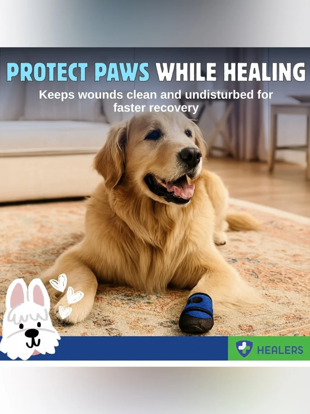 NEW Healers Dog Paw Bootie Medium Single Boot Paw Protector Blue USA Made